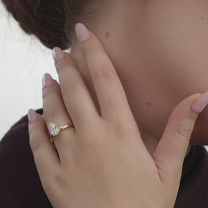 Gilded 1 and 1/2 Carat Lab-Grown Diamond Pear-Shaped Classic Solitaire Ring
