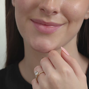 Gilded 1 and 1/4 Carat Lab-Grown Diamond Pear-Shaped Solitaire Plus Engagement Ring with a Twisted Shank