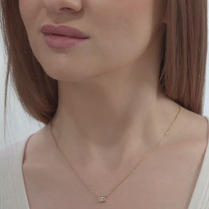 Gilded 1/2 Carat Lab-Grown Diamond Emerald-Cut, Bezel-Set Station Solitaire Pendant