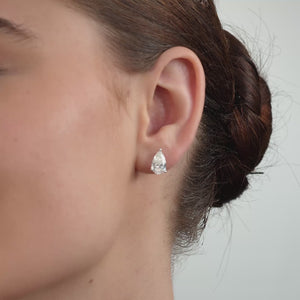 Gilded 4 Carat Lab-Grown Diamond Pear-Shaped Classic Solitaire Studs