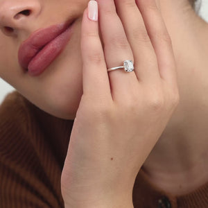 Gilded 1 Carat Lab-Grown Diamond Emerald-Cut Hidden Halo Engagement Ring