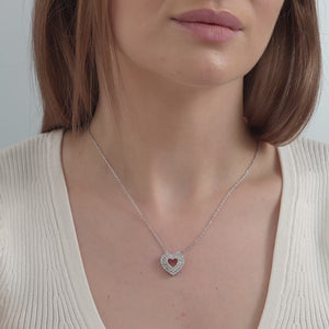 Gilded 1 Carat Lab-Grown Diamond Three-Row Heart-Shaped Pendant