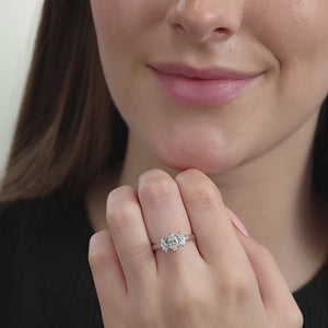 Gilded 1 Carat Lab-Grown Diamond Marquise-Shaped Three-Stone Ring