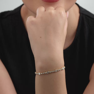 Gilded 5 Carat Lab-Grown Diamond Round-Shaped and Emerald Cut, Bezel-Set Tennis Bracelet