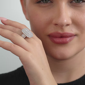 Gilded 4 Carat Lab-Grown Diamond Multi-Halo, Emerald-Shaped Composite Fashion Ring