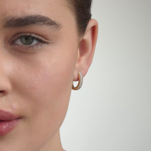 Gilded 1 Carat Lab-Grown Diamond Pavé Oval-Shaped Huggie Hoops