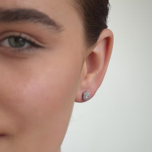 Gilded 3/4 Carat Lab-Grown Diamond Round-Shaped Stud Plus with a Cushion Halo