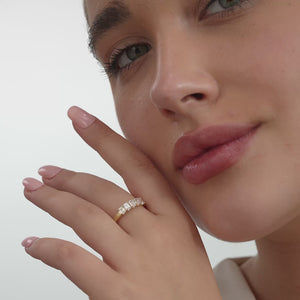 Gilded 1 Carat Lab-Grown Diamond Emerald-Cut Five-Stone Ring