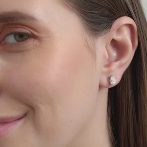 Gilded 1 and 1/2 Carat Lab-Grown Diamond Pear-Shaped Classic Solitaire Studs