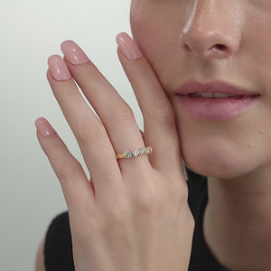 Gilded 1 Carat Lab-Grown Diamond Round-Shaped Five-Stone Ring in a Bar Setting