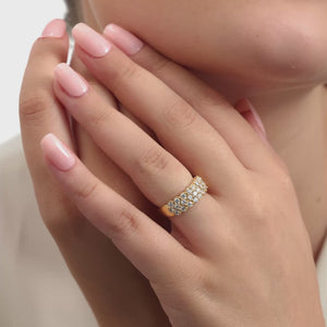 Gilded 1 Carat Lab-Grown Diamond Three-Row Bubble-Set Anniversary Band