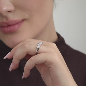 Gilded 1 and 3/4 Carat Lab-Grown Diamond Marquise-Shaped Chevron Wedding Band