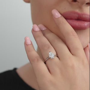 Gilded 1 Carat Lab-Grown Diamond Pear-Shaped Hidden Halo Engagement Ring