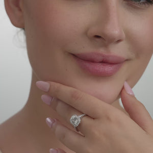 Gilded 2 and 5/8 Carat Lab-Grown Diamond Emerald-Cut Engagement Ring with a Classic Studded Shank