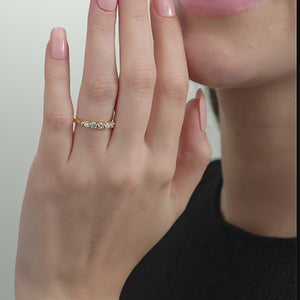 Gilded 1/2 Carat Lab-Grown Diamond Round-Shaped Five-Stone Ring in a Bar Setting