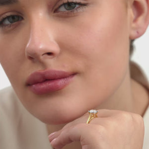 Gilded 1/2 Carat Lab-Grown Diamond Round-Shaped Classic Solitaire Ring Set In An Illusion Plate