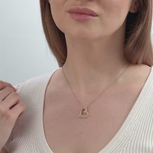 Gilded 1/2 Carat Lab-Grown Diamond Double-Frame Curved Heart-Shaped Pendant