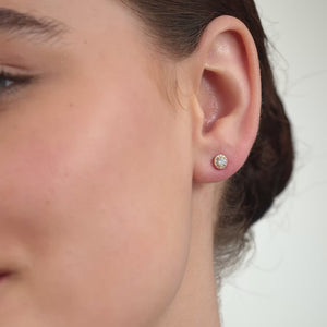Gilded 1/3 Carat Lab-Grown Diamond Round-Shaped Stud Plus with a Petite Halo