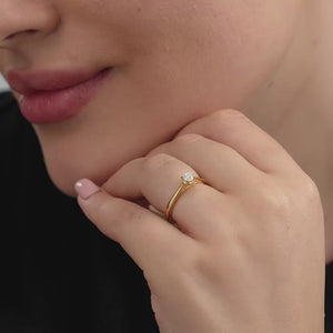 Gilded 1/4 Carat Lab-Grown Diamond Round-Shaped Hidden Halo Engagement Ring
