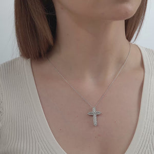 Gilded 1 Carat Lab-Grown Diamond Cross Pendant With Curved Edges and a Multi-Stone Center