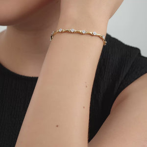 Gilded 1/2 Carat Lab-Grown Diamond Fashion Bracelet with Crossover Metal Links and a Round-Shaped Center