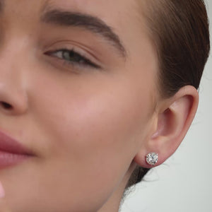 Gilded 4 Carat Lab-Grown Diamond Round-Shaped Three-Prong Martini Solitaire Studs