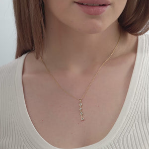 Gilded 1/2 Carat Lab-Grown Diamond Bezel-Set Pendant with Alternating Round and Marquise-Shaped Stones