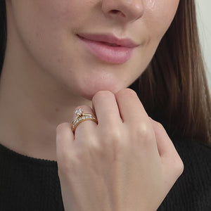 Gilded 1 and 1/2 Carat Lab-Grown Diamond Solitaire Round-Shaped Bridal Set