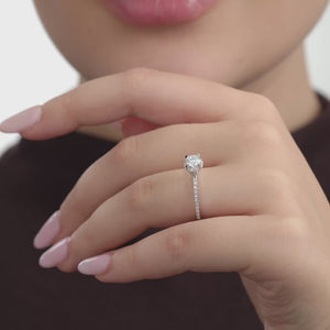 Gilded 3/4 Carat Lab-Grown Diamond Round-Shaped Hidden Halo Engagement Ring with a Classic Shank