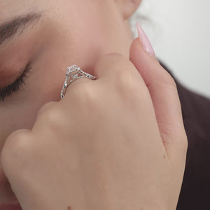 Gilded 1 and 1/4 Carat Lab-Grown Diamond Emerald-Cut Halo Engagement Ring with a Braided Shank