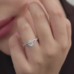 Gilded 1 Carat Lab-Grown Diamond Oval-Shaped Engagement Ring with a Crossover Shank