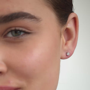 Gilded 1/4 Carat Lab-Grown Diamond Round-Shaped Solitaire Studs Set in an Illusion Plate