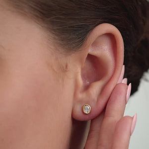 Gilded 1/2 Carat Lab-Grown Diamond Oval-Shaped, Bezel-Set Solitaire Studs