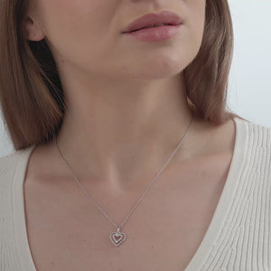 Gilded 1/4 Carat Lab-Grown Diamond Double-Frame Petite Heart-Shaped Pendant