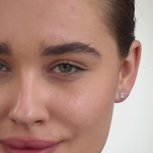 Gilded 1/2 Carat Lab-Grown Diamond Princess-Cut Solitaire Studs Plus with a Delicate Halo