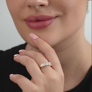 Gilded 2 Carat Lab-Grown Diamond Emerald-Cut Five-Stone Ring