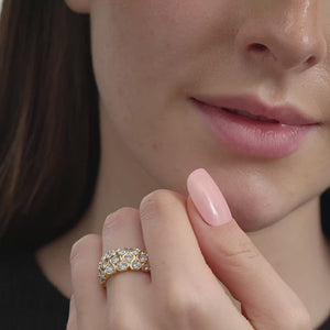 Gilded 1 and 1/2 Carat Lab-Grown Diamond Ring with a Honeycomb Setting