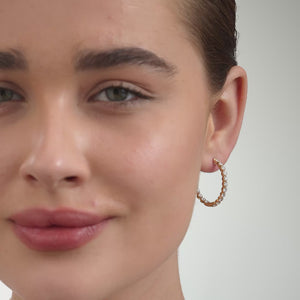 Gilded 3 Carat Lab-Grown Diamond Round-Shaped, Inside-Out, Shared-Prong Hoops