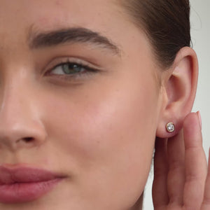 Gilded 1 Carat Lab-Grown Diamond Round-Shaped, Bezel-Set Solitaire Studs