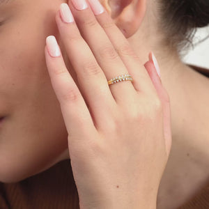 Gilded 1/5 Carat Lab-Grown Diamond Two-Row Petite Temple Anniversary Band