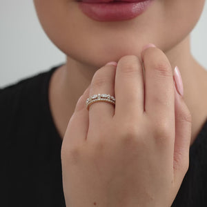 Gilded 3/4 Carat Lab-Grown Diamond Marquise-Shaped Crown Double-Row Wedding Band