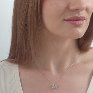 Gilded 2 Carat Lab-Grown Diamond Round-Shaped Solitaire Plus Pendant with a Petite Halo