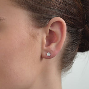 Gilded 1 Carat Lab-Grown Diamond Round-Shaped Three-Prong Martini Solitaire Studs