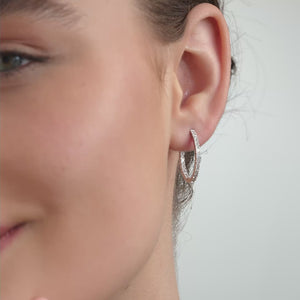 Gilded 1 Carat Lab-Grown Diamond Prong-Set Oval Inside-Out Hoops