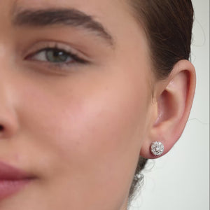 Gilded 1 Carat Lab-Grown Diamond Round-Shaped Stud Plus with a Classic Halo