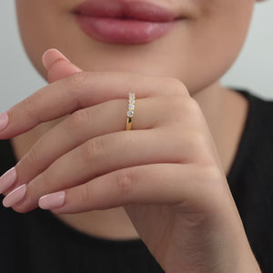 Gilded 1/2 Carat Lab-Grown Diamond Round-Shaped Five-Stone Ring in a Shared Prong Setting