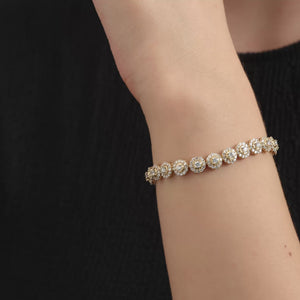 Gilded 5 Carat Lab-Grown Diamond Halo Fashion Bracelet