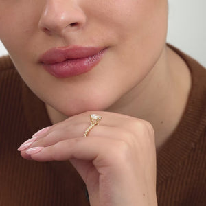 Gilded 1 and 1/4 Carat Lab-Grown Diamond Emerald-Cut Solitaire Plus Engagement Ring with a Twisted Shank