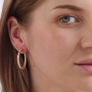 Gilded 3 Carat Lab-Grown Diamond Emerald-Cut Round-Shaped Inside-Out Hoops