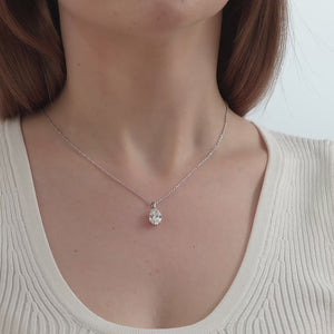 Gilded 3 Carat Lab-Grown Diamond Oval-Shaped Classic Solitaire Pendant